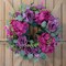 Artificial Purple Rose Wreath - 20 Inches Front Door Wreath with Hydrangea Leaves for Spring, Valentines, Mother's Day, Wedding & Home Decor